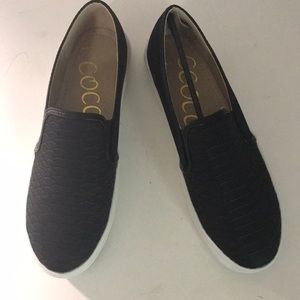 Womens black slip on casual shoes